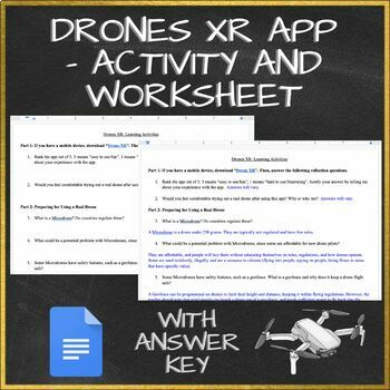 Preview of Drones XR App - Activity and Worksheet
