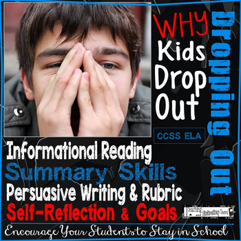 Preview of Informational Text Lesson Drop Out Facts & Stats + Persuasive Writing & Rubric