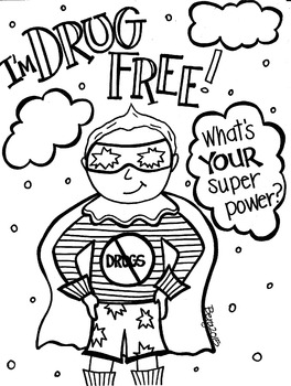 Preview of Drug Free Superpower Coloring Sheet