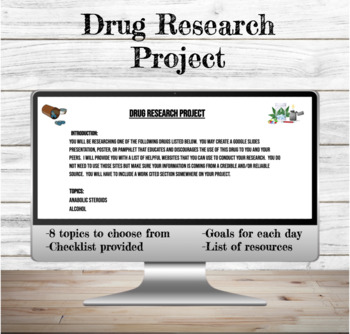 Preview of Drug Research Project | Drug Education | Health Education