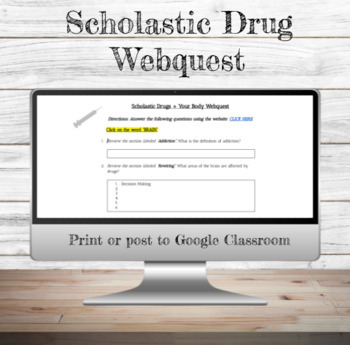 Preview of Drug Webquest | Scholastic Drugs + Your Body | Google Apps | Health Education