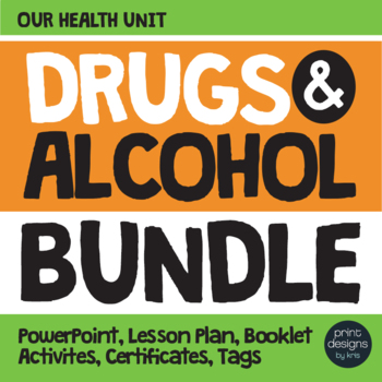 Preview of Drug and Alcohol Unit BUNDLE, Certificates, Lesson - Red Ribbon & Prevention