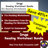 Drugs Unit Reading Worksheet Bundle **Editable**
