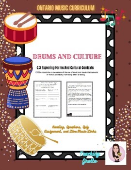 Preview of Drums and Culture. Music Lesson. Print and Go. Ontario Grade 5. Global Music