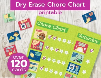 Preview of Dry erase chore chart + chore cards, Behaviour and responsibility chart