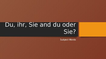 Du, ihr, oder Sie? by Vocal Music and German | Teachers Pay Teachers