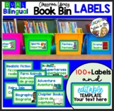 Dual Bilingual Library Book Bin Labels BLUE for English GR