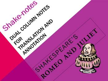 Preview of Dual Column Notes for Translation/Annotation of Romeo and Juliet: CCSS