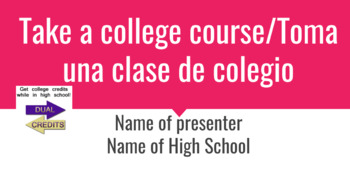 Preview of Dual Enrollment Info Session Powerpoint Presentation (Spanish & English)