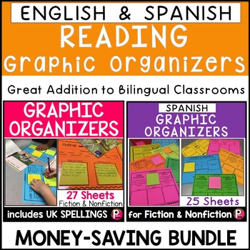 Preview of Spanish and English Reading Comprehension Graphic Organizers 3rd 4th 5th Grade