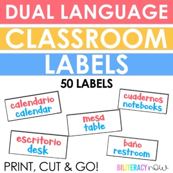 Preview of Dual Language Classroom Labels - Free Bilingual Classroom Labels