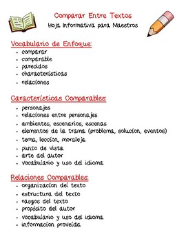 Preview of Dual Language - Compare Across Texts Structural Frames SPANISH [Red]