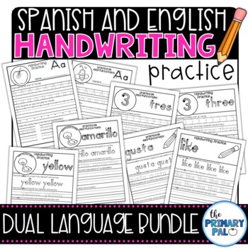 Preview of Spanish and English Dual Language Handwriting Practice Bundle