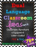 Dual Language Labels for Classroom (Equipment, Furniture, and Everyday Objects)