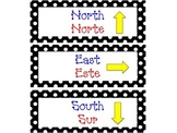 Dual Language Polka Dot Cardinal Direction Cards