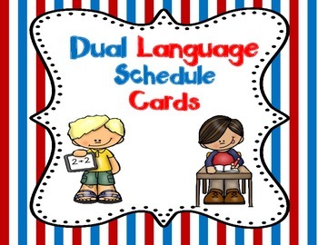 Preview of EDITABLE Dual Language Schedule Cards