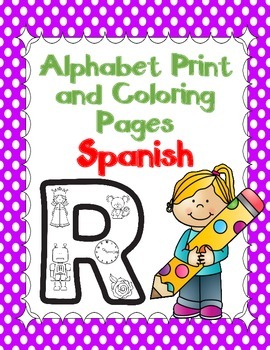 Preview of Dual Language:  Spanish Beginning Sound ABC Print and Coloring Pages