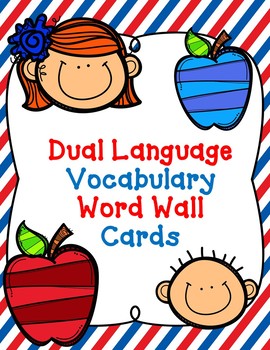 Preview of Dual Language Word Wall Vocabulary Cards | BOTH English and Spanish