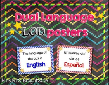Preview of Dual Language of the Day signs - LOD English and Spanish
