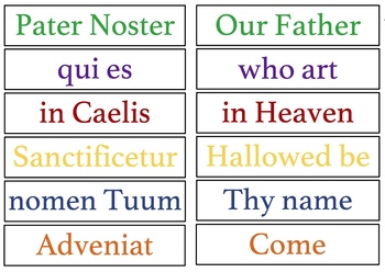Preview of Dual Latin and English Prayer Flashcards for Prima Latina - Lord's Prayer