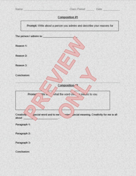 Preview of Dual Prompt Page - Template for Writing STAAR Prep