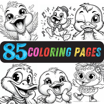 Preview of Duck Coloring Pages for Kids, Bundle Coloring pages, Printable Coloring Book