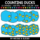 Spring Duck Counting Clipart + FREE Blacklines - Commercial Use