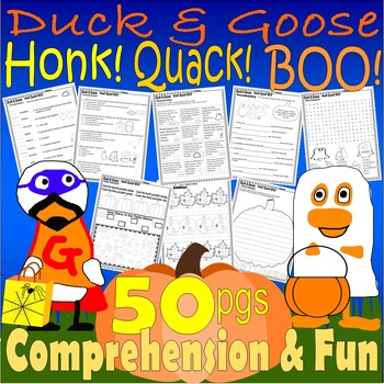 Preview of Duck & Goose Honk Quack Boo Halloween Read Aloud Book Companion Study