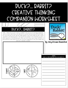Preview of Duck Rabbit Book Companion Creative Thinking No Prep Worksheet
