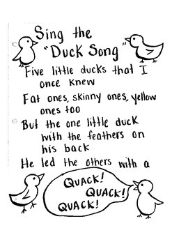 Preview of Duck Song Lyrics Handout