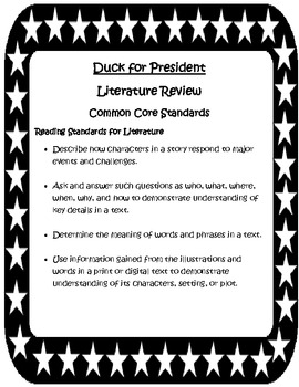 Preview of Duck for President Literature Review Questions and Activities