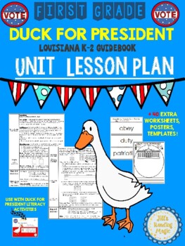 Preview of Duck for President Unit Lesson Plan for Louisiana K-2 Guidebook First Grade