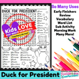 Duck for President: Vocabulary Activity: Word Search