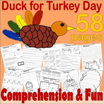 Preview of Duck for Turkey Day Thanksgiving Read Aloud Book Companion Reading Comprehension