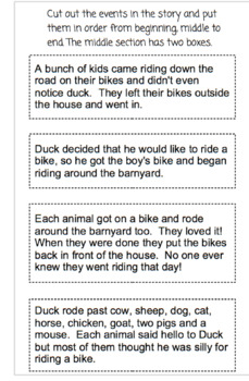 Duck on a Bike Differentiated Story Elements and Sequencing | TpT