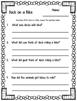 Duck on a Bike Printables by Klever Kiddos | Teachers Pay Teachers