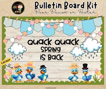 Preview of Ducks Spring Bulletin Board kit | Classroom Door Decor| Printable | Editable