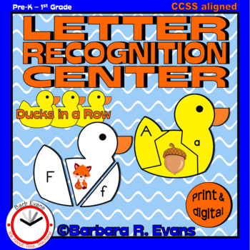 Preview of LETTER RECOGNITION CENTER: Ducks in a Row Phonics Letter Matching