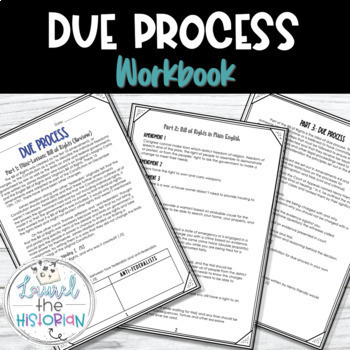 Preview of Due Process & Bill of Rights Workbook for US Government [Editable]