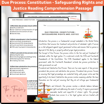 Preview of Due Process: Constitution - Safeguarding Rights and Justice Reading Comprehen...