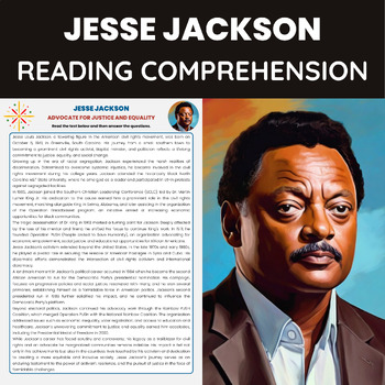 Preview of Jesse Jackson Biography for Black History Month | Civil Rights Activist