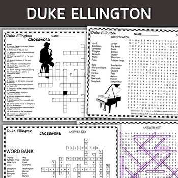 Preview of Duke Ellington Fun Puzzles ,Word Search And Crosswords