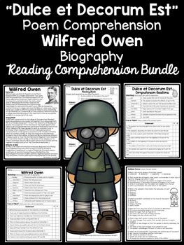 Preview of Dulce et Decorum Est Poem, Wilfred Owen, Poetry Analysis Bundle, Comprehension