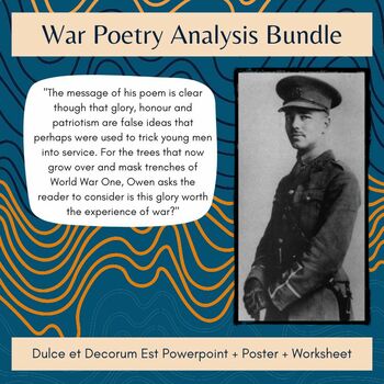 Preview of Dulce et Decorum Est by Wilfred Owen War Poetry Analysis Bundle