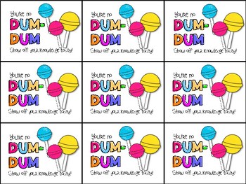 Preview of Dum Dum Testing Motivation Treat Tags