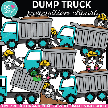 Preview of Dump Truck Preposition Clipart | Building and Construction | Speech Therapy