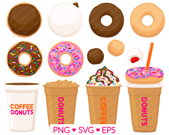 Preview of Dunk Donut Coffee Clipart - SVG, PNG, EPS Images - Frappuccino Clip Art