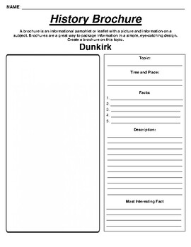 Preview of Dunkirk "Informational Brochure" Worksheet