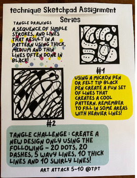 Preview of Duo Technique Sketchpad Assignments- Tangle Drawings!