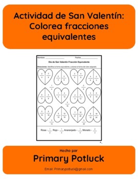 Preview of Dúo de fracción equivalente del día de San Valentín